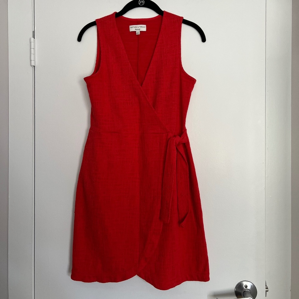 NWOT Texture and Thread MadeWell Red Wrap Dress Size Extra Small